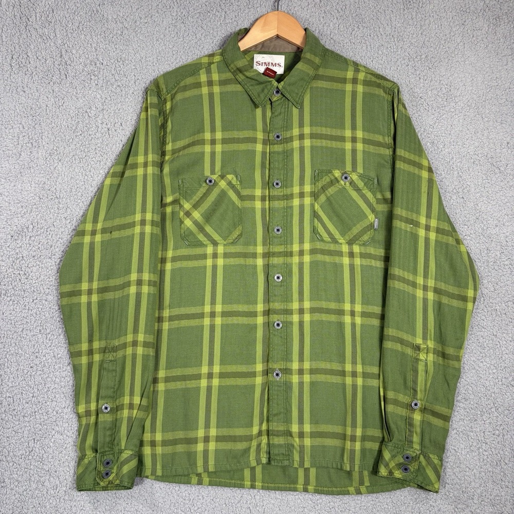 Simms Black's Ford LS Flannel Shirt Men's Large Grove Plaid